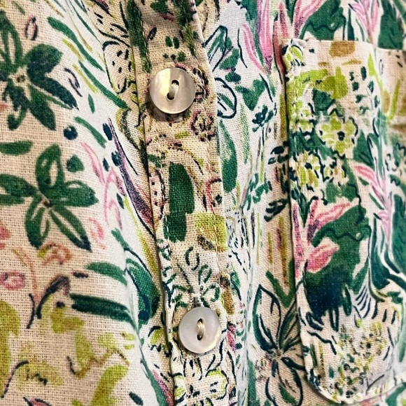 Cynthia Rowley Green and Pink Floral Shirt - Picture 3 of 6